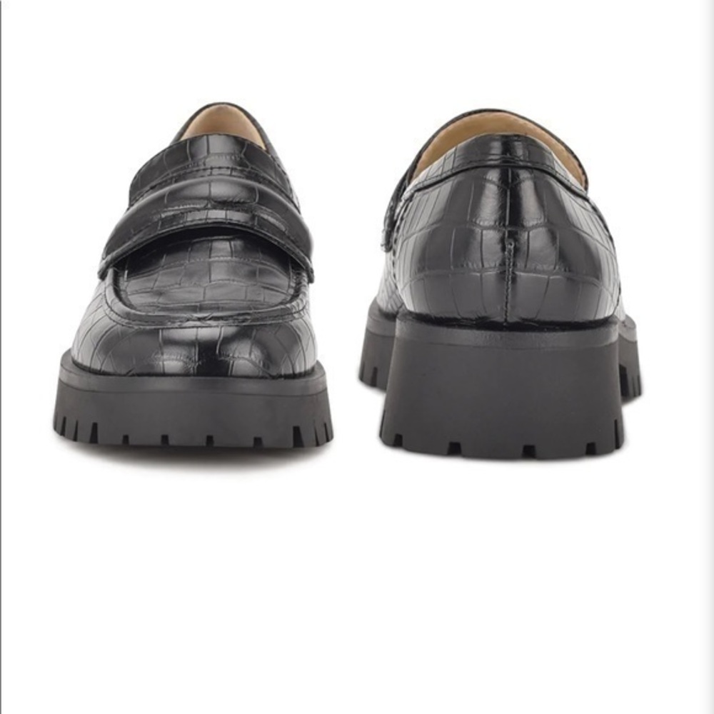 Nine West Black Croc-Embossed Loafers - Picture 3 of 10